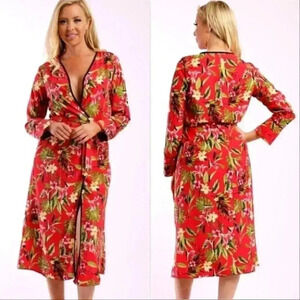 RED FLORAL DUSTER CARDIGAN